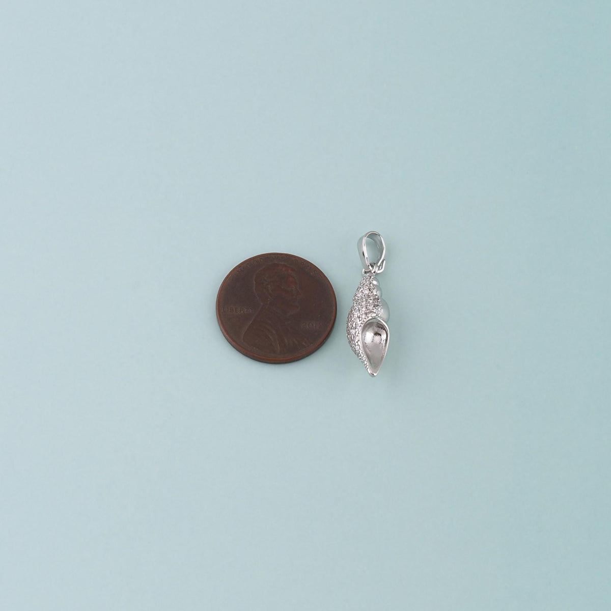 18K Gold Filled Shell CZ Charm Pendant for Jewelry Making
