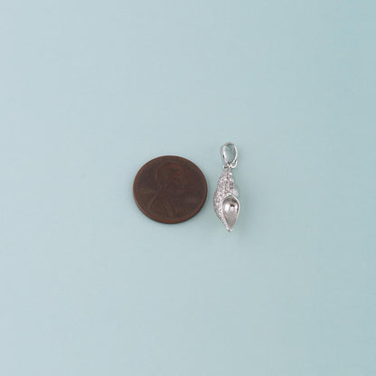 18K Gold Filled Shell CZ Charm Pendant for Jewelry Making