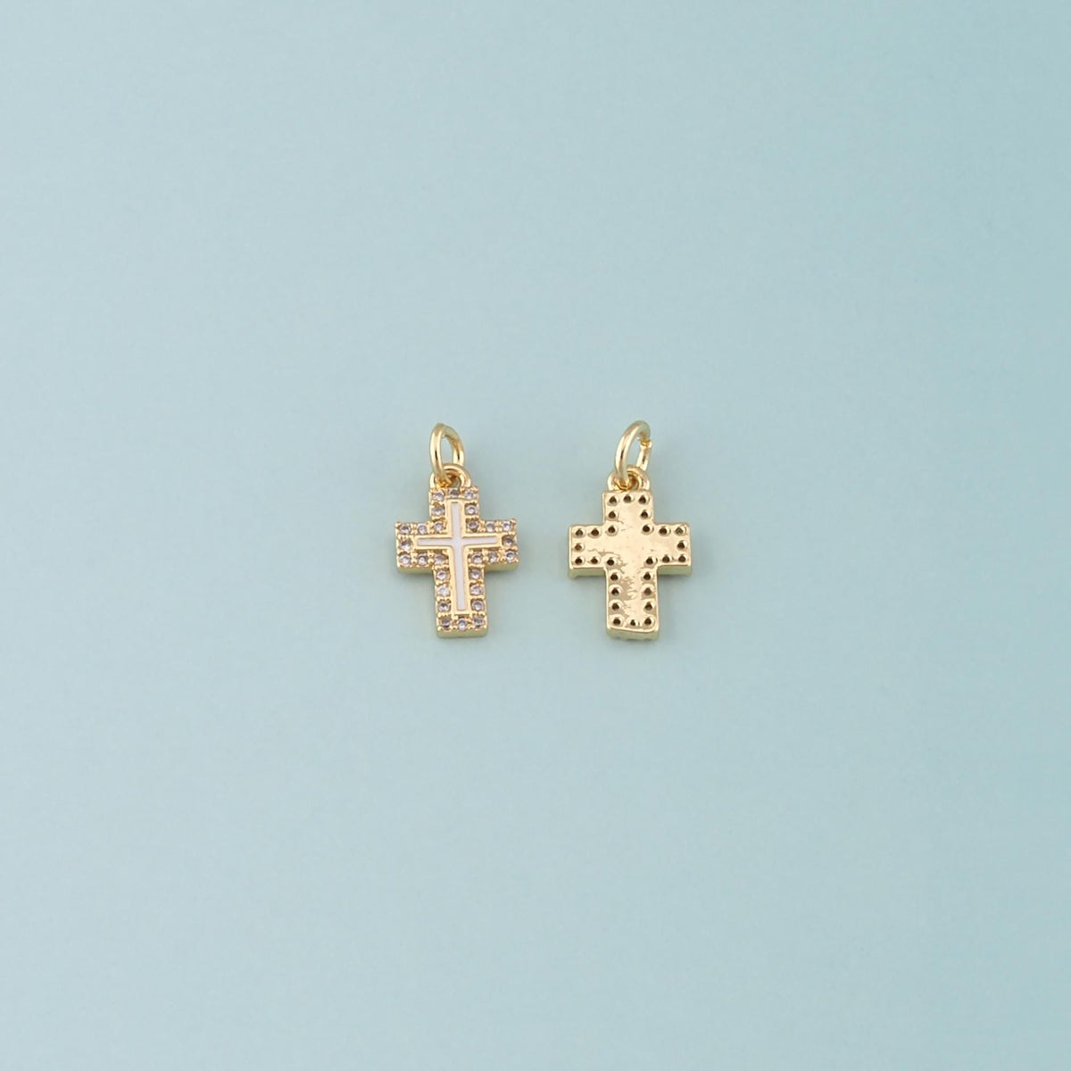 Gold Cross Charms,18K Gold Filled Cross Pendant,Enamel Religion Charm Bracelet Necklace for DIY Jewelry Making Supply