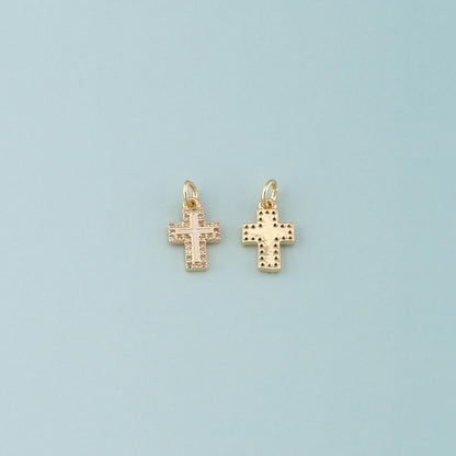 Gold Cross Charms,18K Gold Filled Cross Pendant,Enamel Religion Charm Bracelet Necklace for DIY Jewelry Making Supply