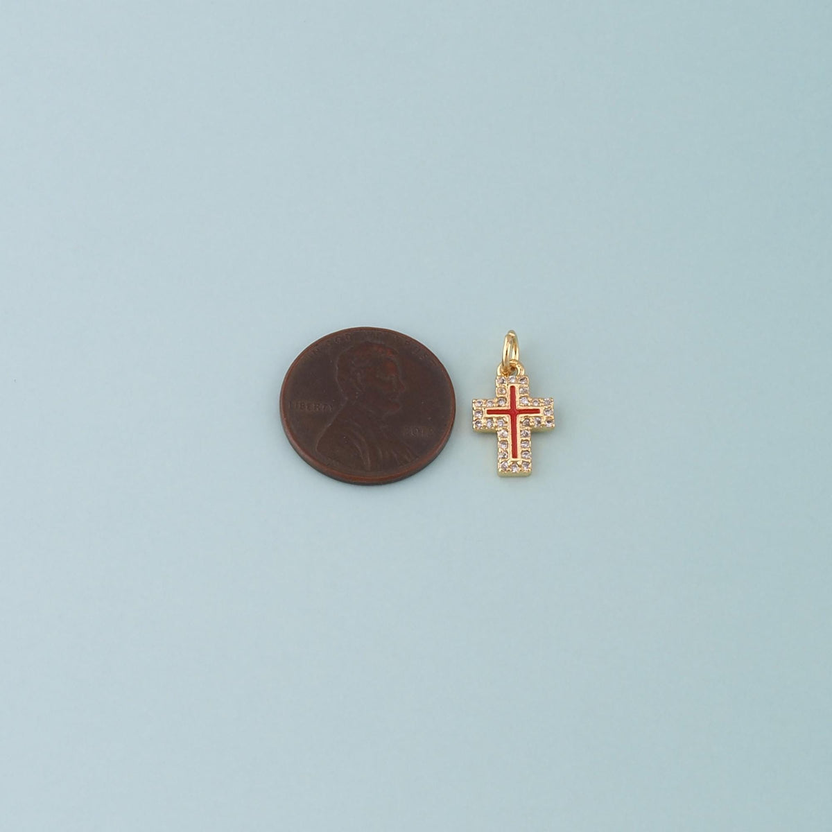 Gold Cross Charms,18K Gold Filled Cross Pendant,Enamel Religion Charm Bracelet Necklace for DIY Jewelry Making Supply
