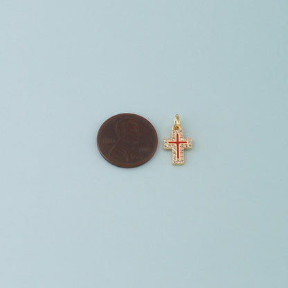 Gold Cross Charms,18K Gold Filled Cross Pendant,Enamel Religion Charm Bracelet Necklace for DIY Jewelry Making Supply