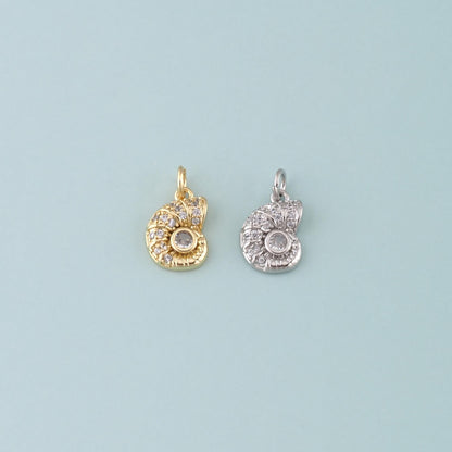 18K Gold Filled Shell CZ Charm Pendant for Jewelry Making