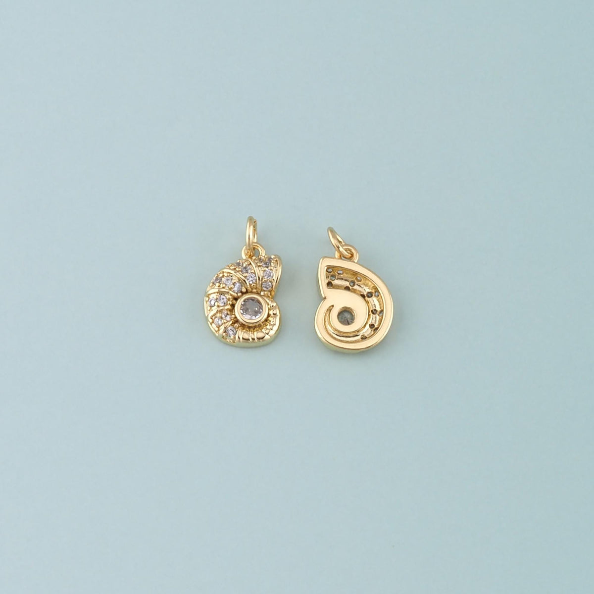 18K Gold Filled Shell CZ Charm Pendant for Jewelry Making