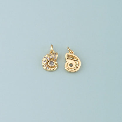 18K Gold Filled Shell CZ Charm Pendant for Jewelry Making