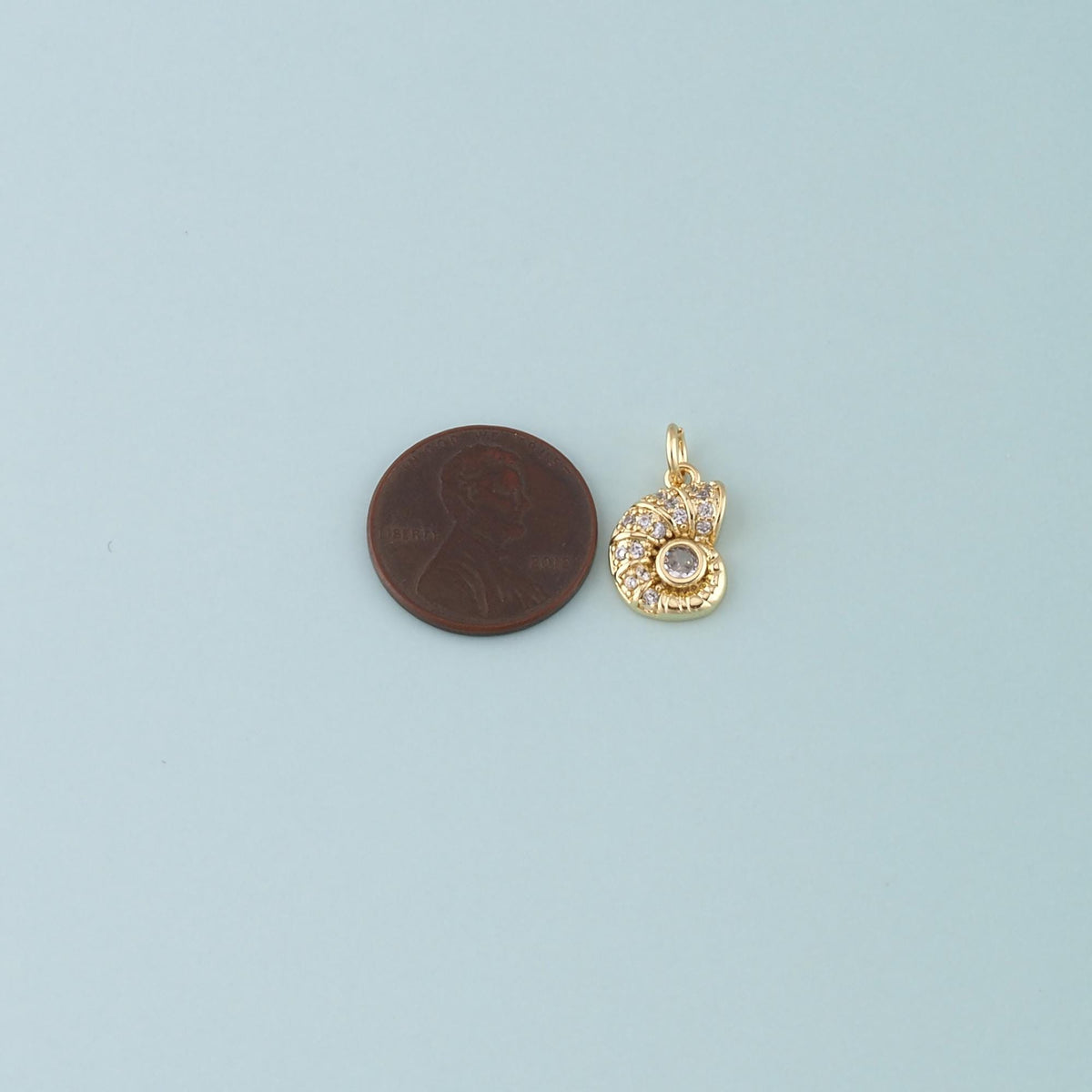 18K Gold Filled Shell CZ Charm Pendant for Jewelry Making
