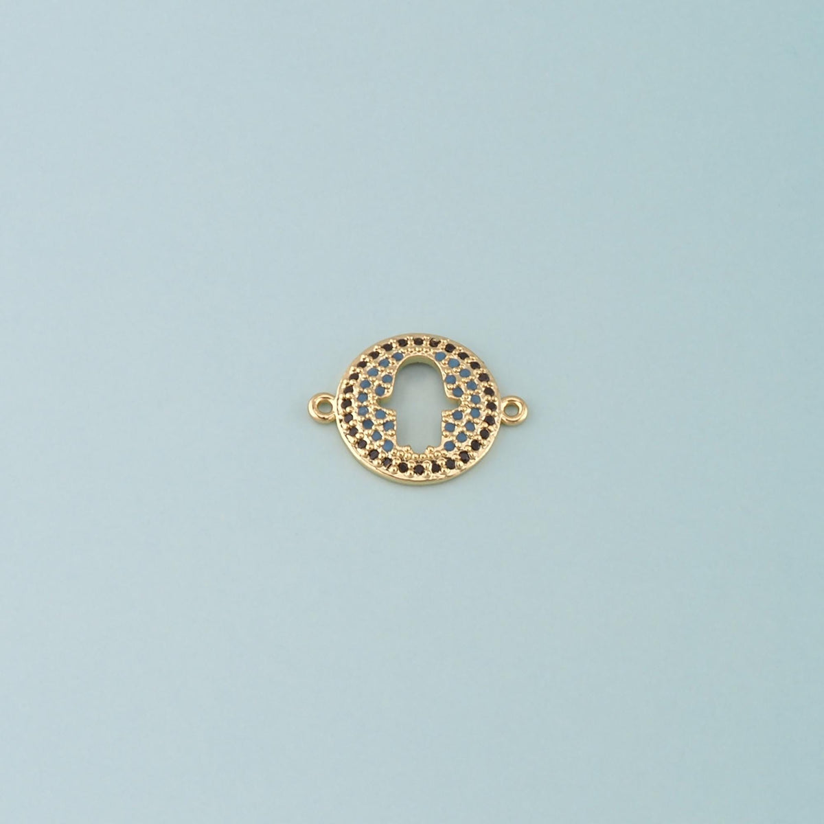 18K Gold Filled Hamsa CZ Charm Pendant for Jewelry Making