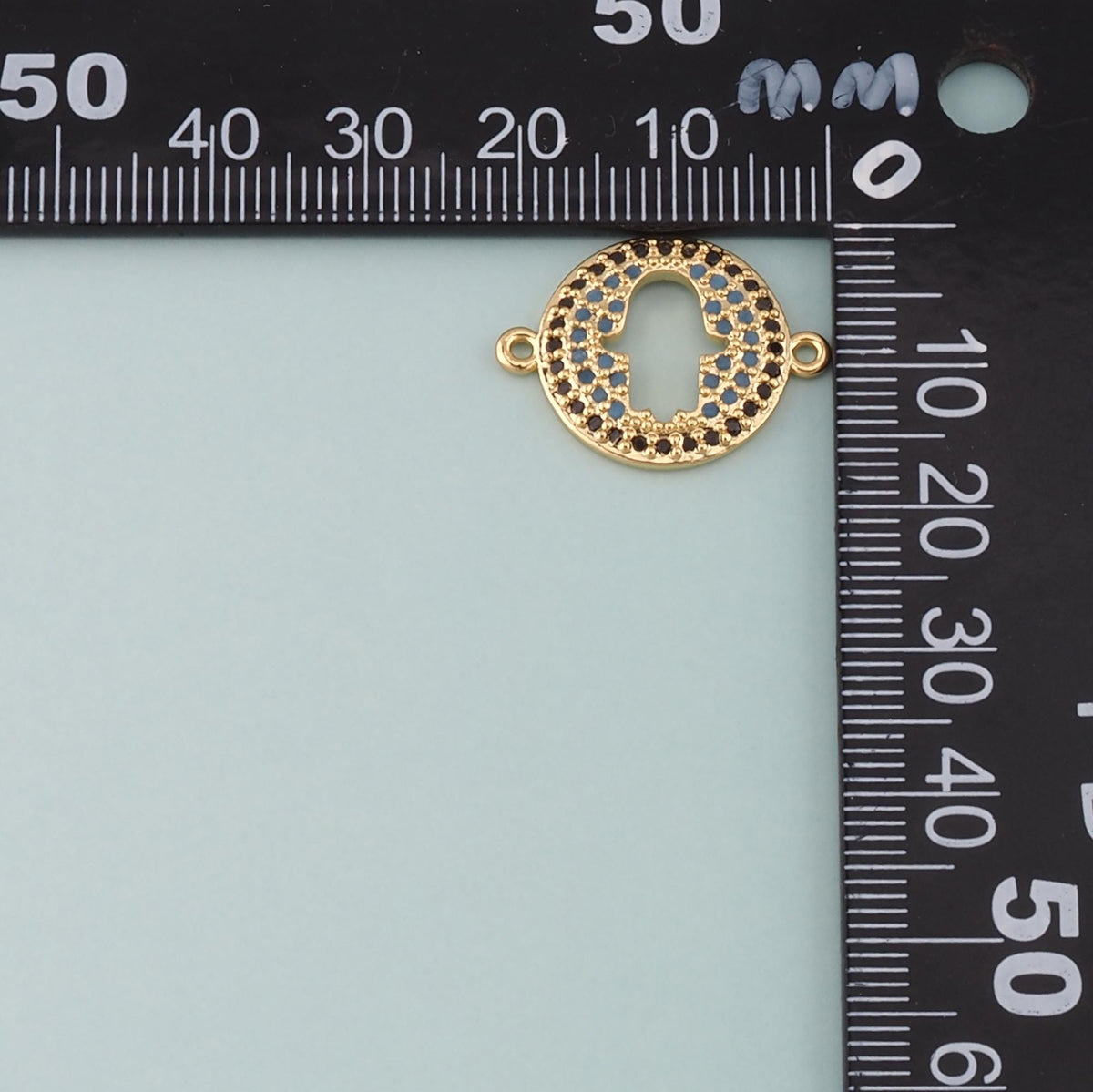 18K Gold Filled Hamsa CZ Charm Pendant for Jewelry Making