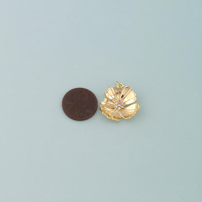 18K Gold Filled Flower CZ Charm Pendant for Jewelry Making