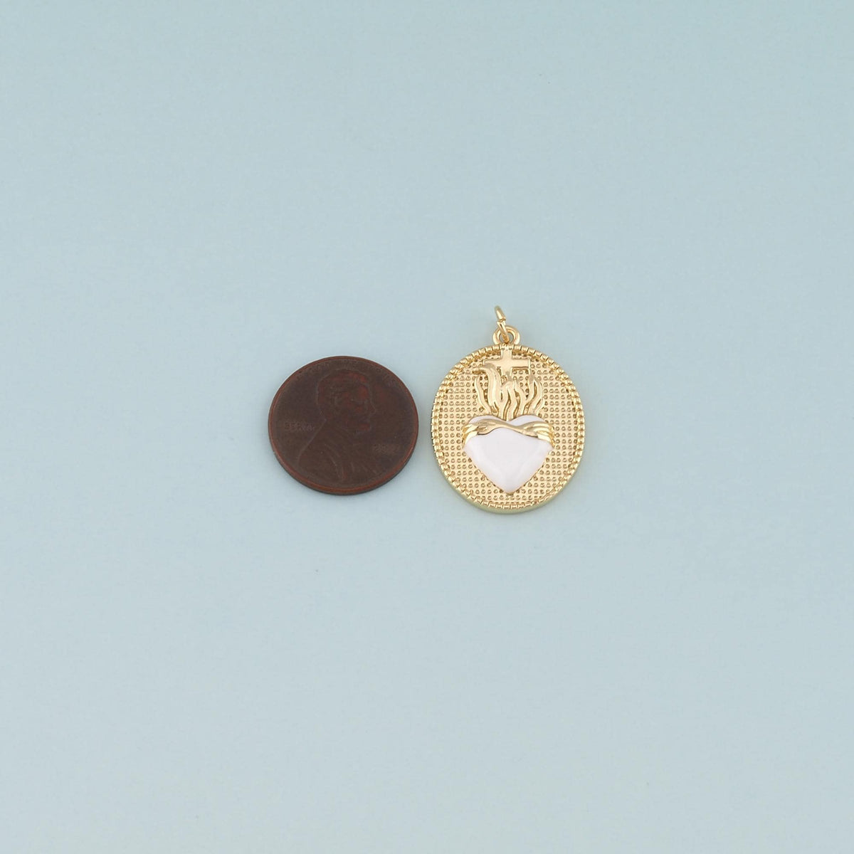 18K Gold Filled Sacred Heart Enamel Charm Pendant for Jewelry Making