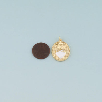 18K Gold Filled Sacred Heart Enamel Charm Pendant for Jewelry Making