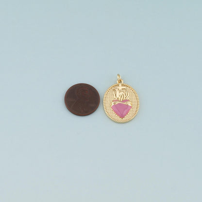 18K Gold Filled Sacred Heart Enamel Charm Pendant for Jewelry Making