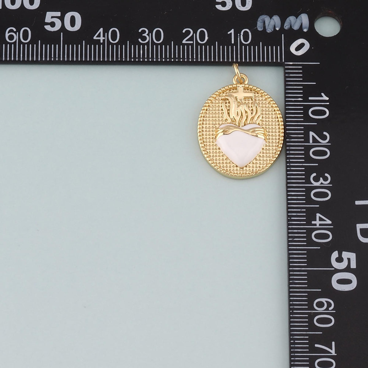 18K Gold Filled Sacred Heart Enamel Charm Pendant for Jewelry Making