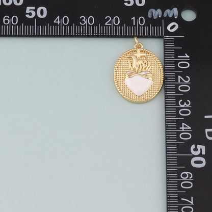 18K Gold Filled Sacred Heart Enamel Charm Pendant for Jewelry Making