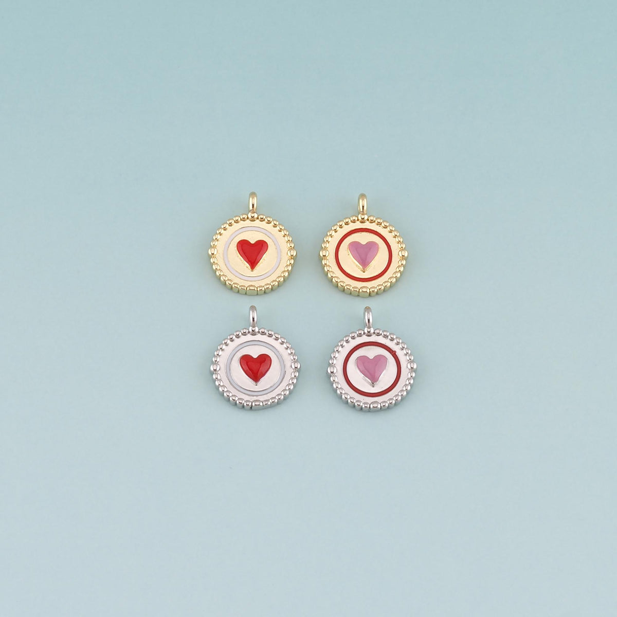 Gold Heart Charms,18K Gold Filled Heart Pendant,Enamel Heart Charm Bracelet Necklace for DIY Jewelry Making Supply