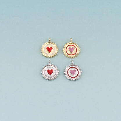 Gold Heart Charms,18K Gold Filled Heart Pendant,Enamel Heart Charm Bracelet Necklace for DIY Jewelry Making Supply
