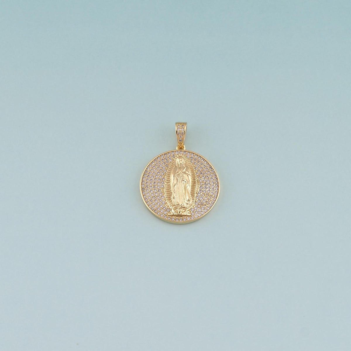 18K Gold Filled Virgin Mary CZ Charm Pendant for Jewelry Making