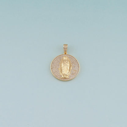 18K Gold Filled Virgin Mary CZ Charm Pendant for Jewelry Making