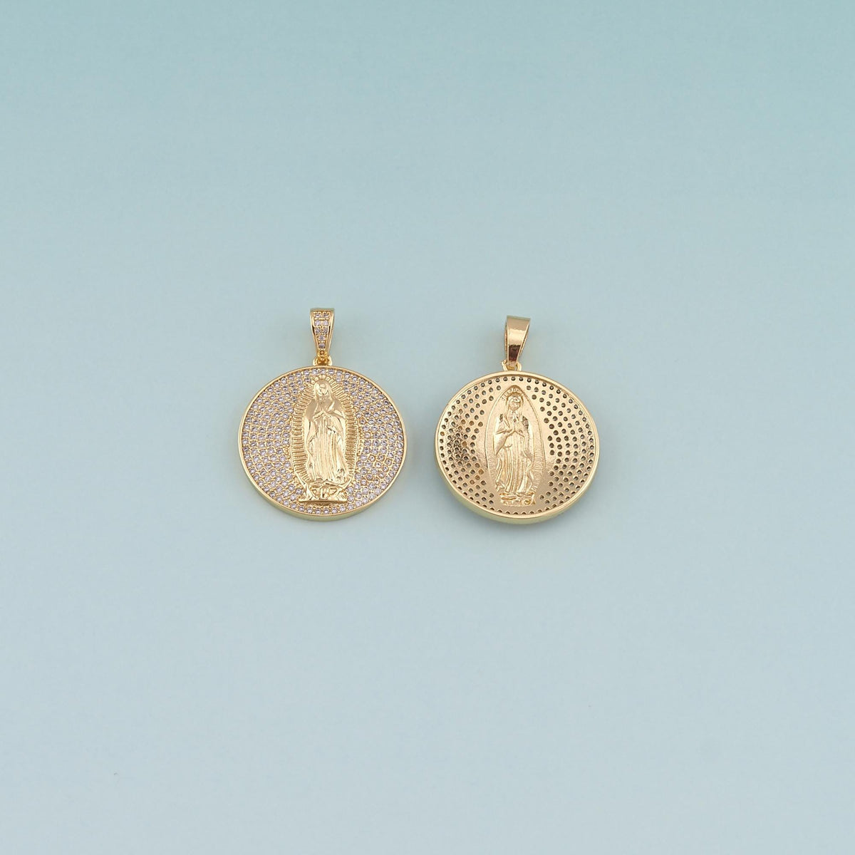 18K Gold Filled Virgin Mary CZ Charm Pendant for Jewelry Making
