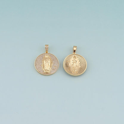 18K Gold Filled Virgin Mary CZ Charm Pendant for Jewelry Making