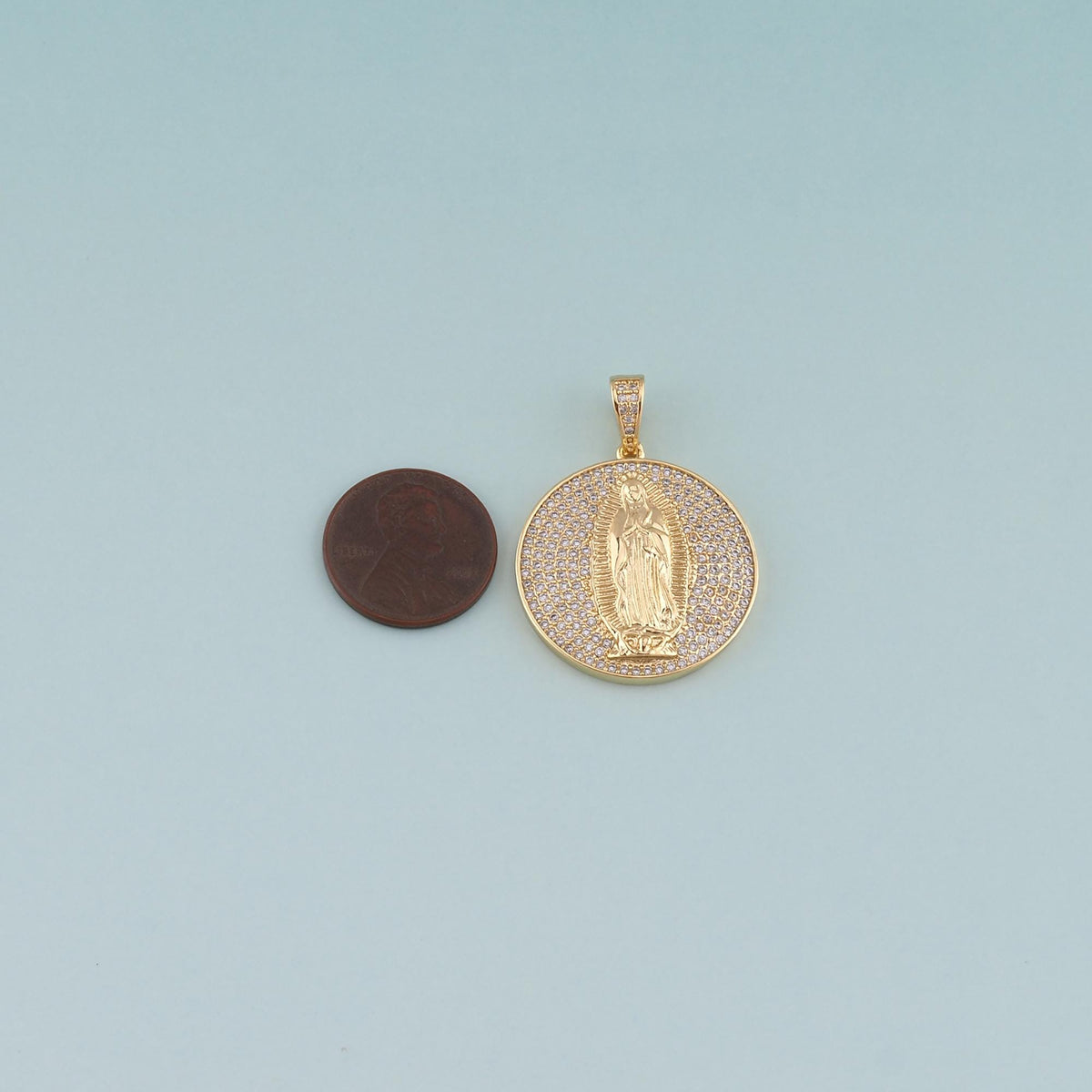 18K Gold Filled Virgin Mary CZ Charm Pendant for Jewelry Making