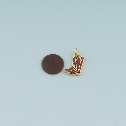 Gold Boots Charms,18K Gold Filled Boots Pendant,Enamel Cowboy Boots Charm Bracelet Necklace for DIY Jewelry Making Supply