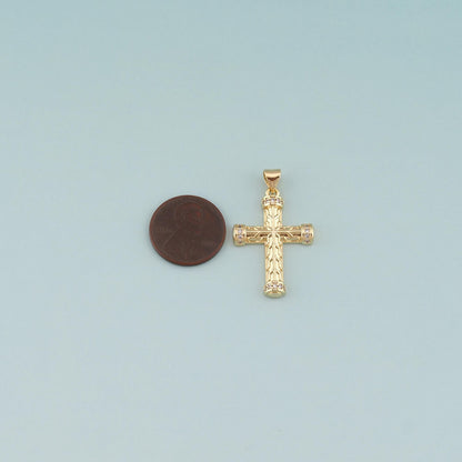18K Gold Filled Cross CZ Charm Pendant for Jewelry Making