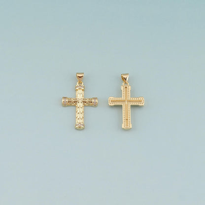 18K Gold Filled Cross CZ Charm Pendant for Jewelry Making