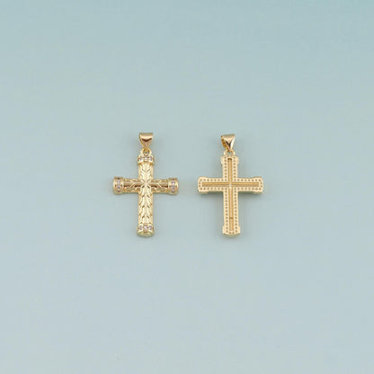 Gold Cross Charms,18K Gold Filled Cross Pendant,CZ Micro Pave Religion Charm Bracelet Necklace for DIY Jewelry Making Supply