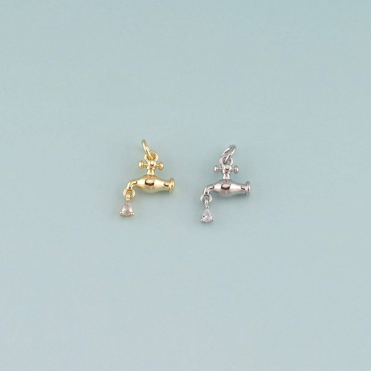 18K Gold Filled Faucet Pendant,Dainty Faucet Charm Bracelet Necklace for DIY Jewelry Making Supply