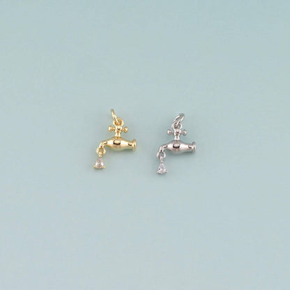 18K Gold Filled Faucet Pendant,Dainty Faucet Charm Bracelet Necklace for DIY Jewelry Making Supply