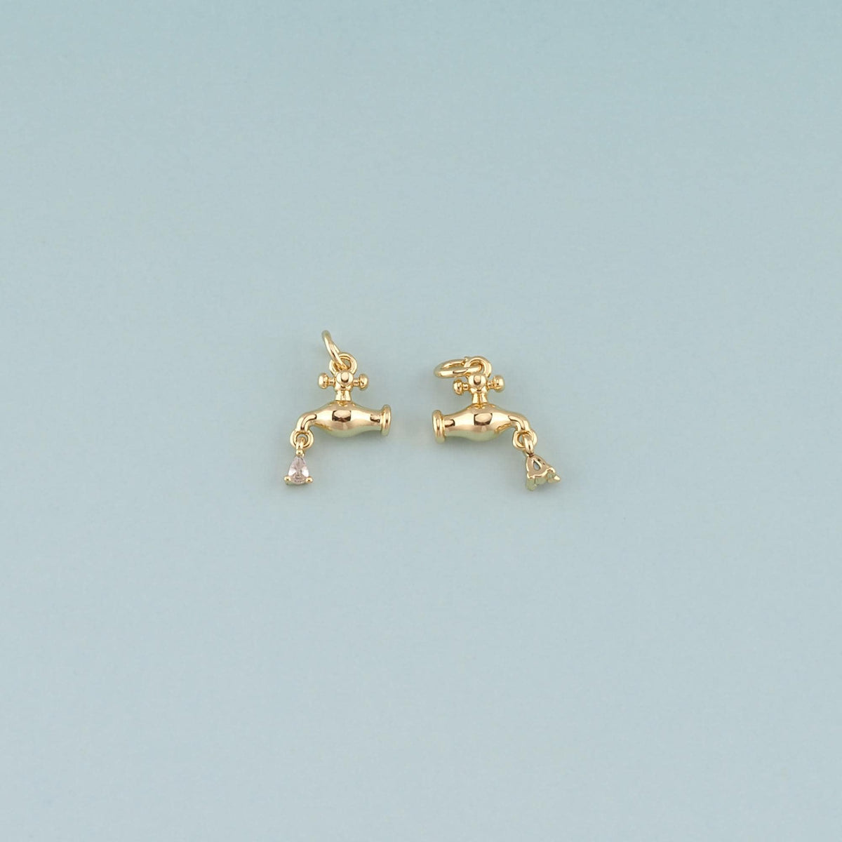 18K Gold Filled Faucet Pendant,Dainty Faucet Charm Bracelet Necklace for DIY Jewelry Making Supply
