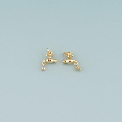 18K Gold Filled Faucet Pendant,Dainty Faucet Charm Bracelet Necklace for DIY Jewelry Making Supply