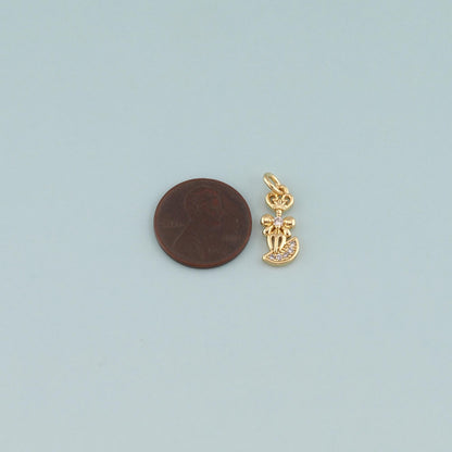 18K Gold Filled Hand CZ Charm Pendant for Jewelry Making