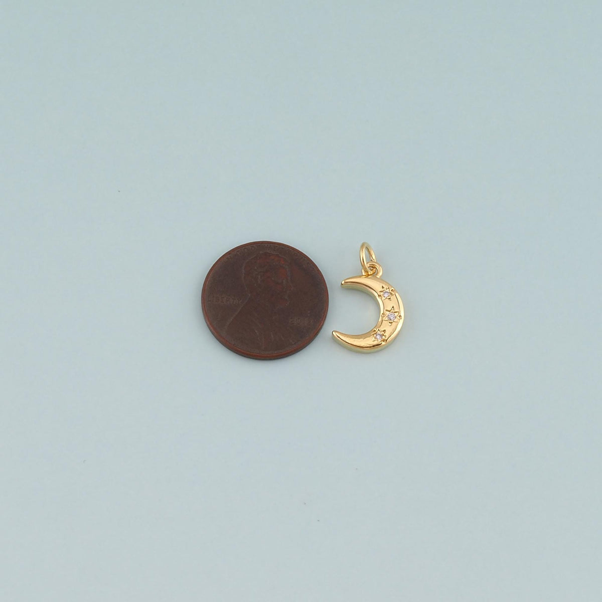18K Gold Filled Moon CZ Charm Pendant for Jewelry Making