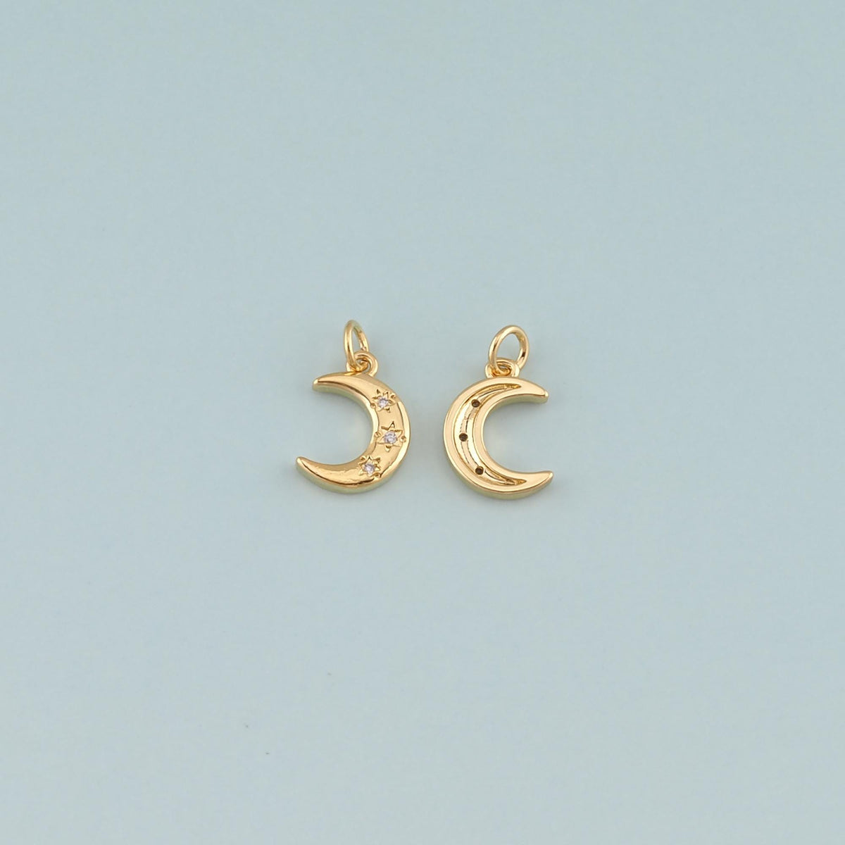 18K Gold Filled Moon CZ Charm Pendant for Jewelry Making