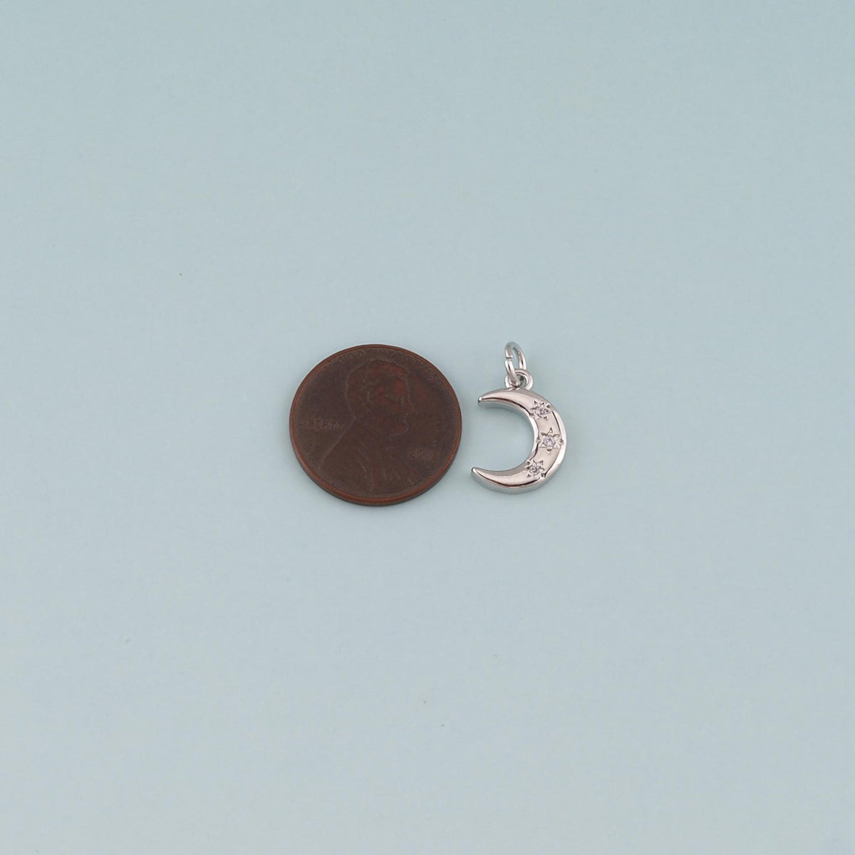 18K Gold Filled Moon CZ Charm Pendant for Jewelry Making