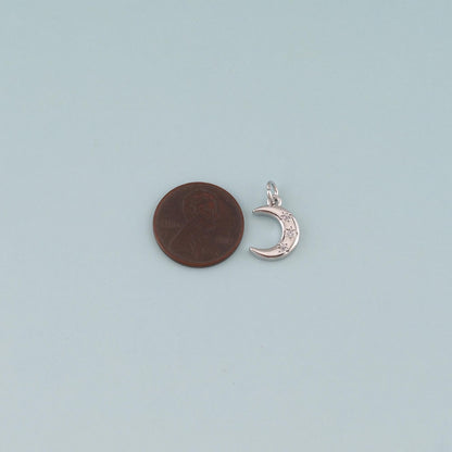 18K Gold Filled Moon CZ Charm Pendant for Jewelry Making