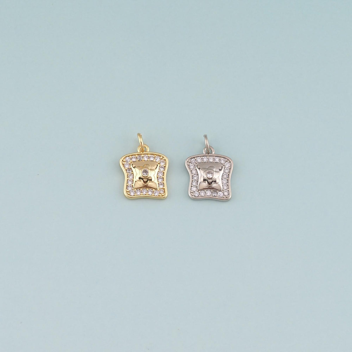 18K Gold Filled Flower CZ Charm Pendant for Jewelry Making