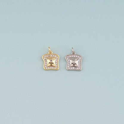 18K Gold Filled Flower CZ Charm Pendant for Jewelry Making