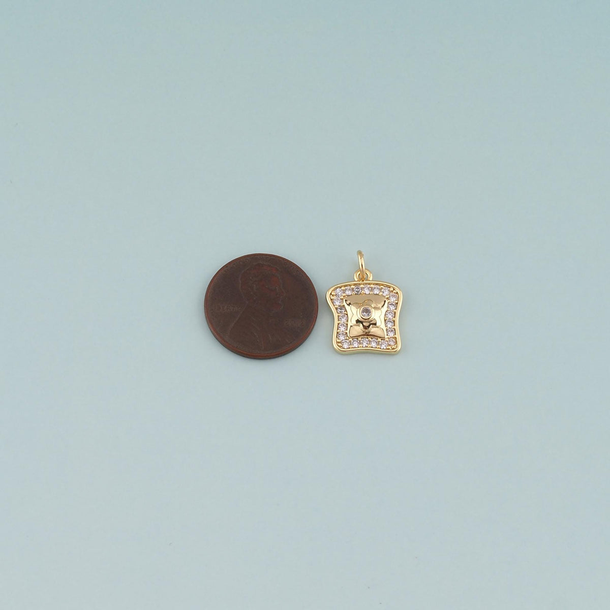 18K Gold Filled Flower CZ Charm Pendant for Jewelry Making