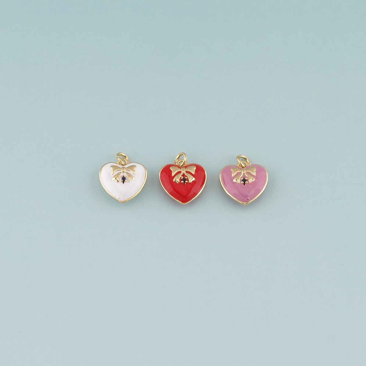 18K Gold Filled Heart Enamel Charm Pendant for Jewelry Making