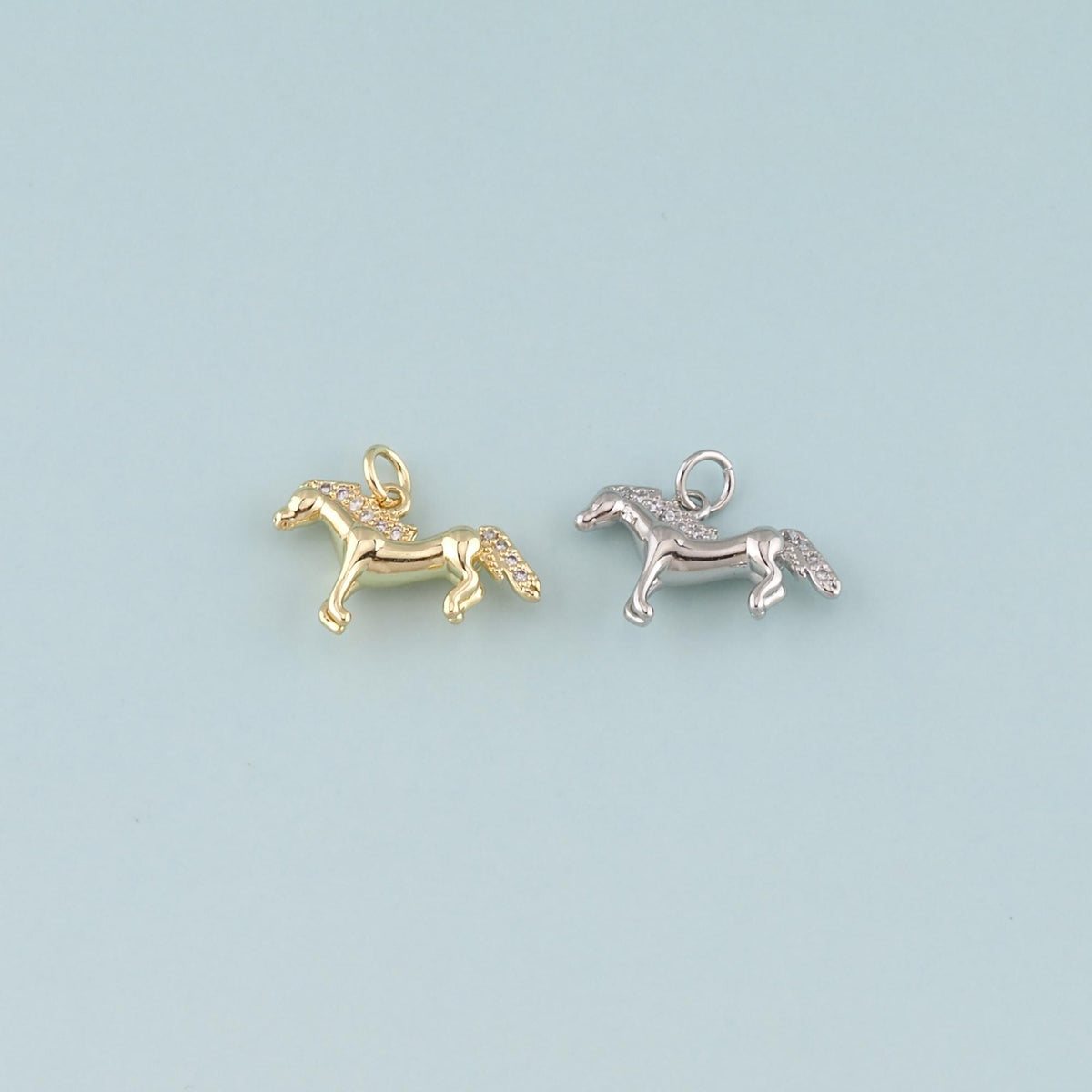 18K Gold Filled Horse CZ Charm Pendant for Jewelry Making