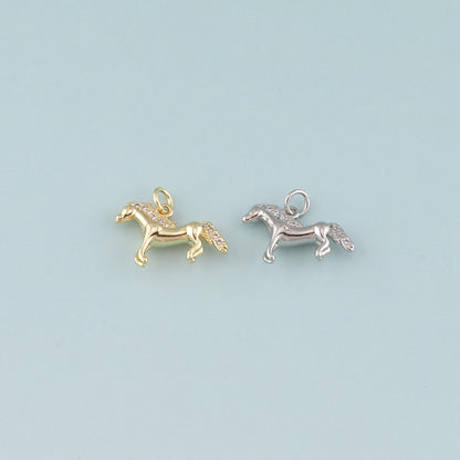 18K Gold Filled Horse CZ Charm Pendant for Jewelry Making
