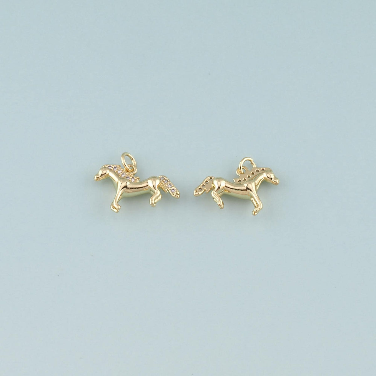 18K Gold Filled Horse CZ Charm Pendant for Jewelry Making