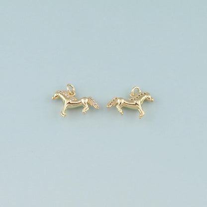 18K Gold Filled Horse CZ Charm Pendant for Jewelry Making