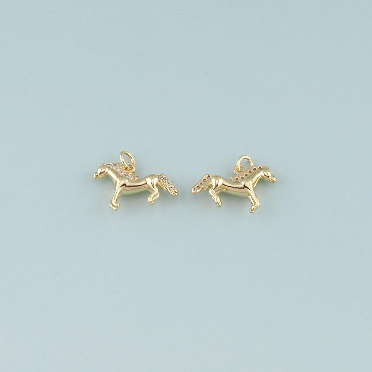 Gold Horse Charms,18K Gold Filled Horse Pendant,CZ Micro Pave Animal Charm Bracelet Necklace for DIY Jewelry Making Supply