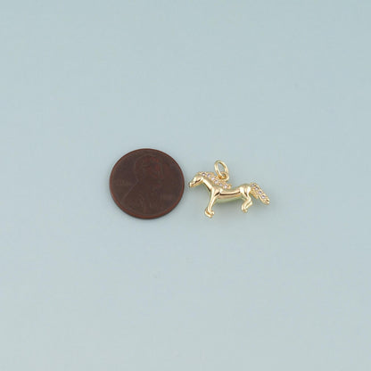 18K Gold Filled Horse CZ Charm Pendant for Jewelry Making