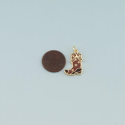 Gold Boots Charms,18K Gold Filled Boots Pendant,Enamel Cowboy Boots Charm Bracelet Necklace for DIY Jewelry Making Supply