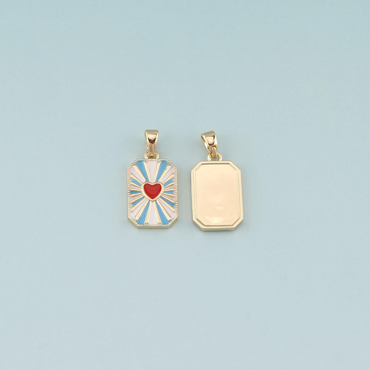 18K Gold Filled Enamel Heart Charm Pendant for Jewelry Making